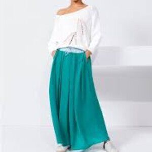 Cop Copine Camarine Maxi Flowy Skirt in Emerald sz 36/S